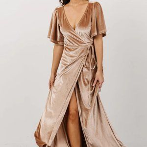 Baltic Born - Champagne - Meghan Velvet Wrap Maxi Dress (MEDIUM)